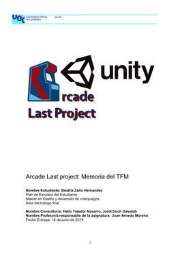 Arcade Last Project: Memoria Del TFM