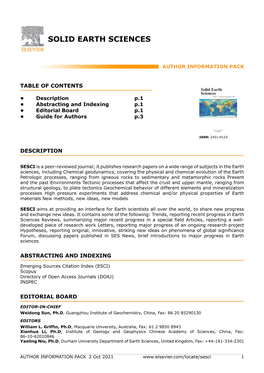 Solid Earth Sciences