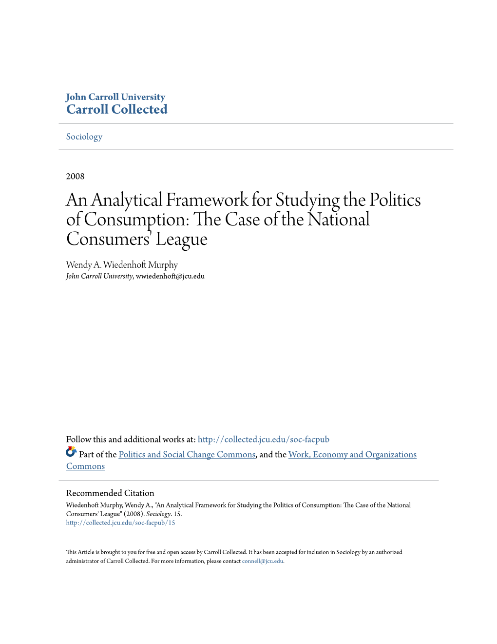 The Case of the National Consumers' League