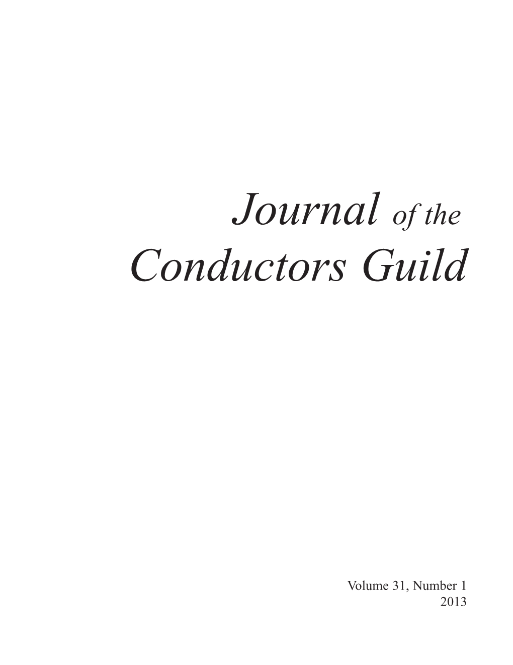 Journal of the Conductors Guild