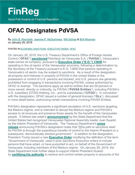 OFAC Designates Pdvsa