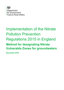 Method for Designating Nitrate Vulnerable Zones for Groundwaters