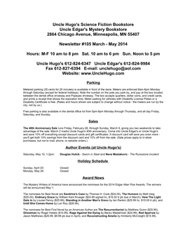 Uncle Hugo's Science Fiction Bookstore Uncle Edgar's Mystery Bookstore 2864 Chicago Avenue, Minneapolis, MN 55407