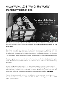 Orson Welles 1938 &#8216;War of the Worlds&#8217; Martian