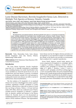 Lyme Disease Bacterium, Borrelia Burgdorferi Sensu Lato, Detected In