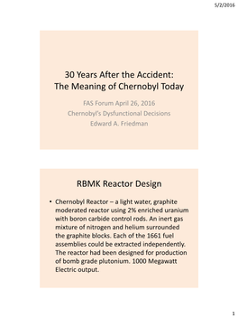 30 Years After the Accident: the Meaning of Chernobyl Today