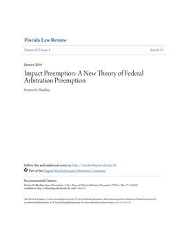 A New Theory of Federal Arbitration Preemption Kristen M