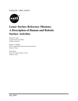 Lunar Surface Reference Missions: a Description of Human and Robotic Surface Activities