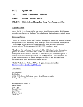 Sellwood Bridge Interchange Area Management Plan