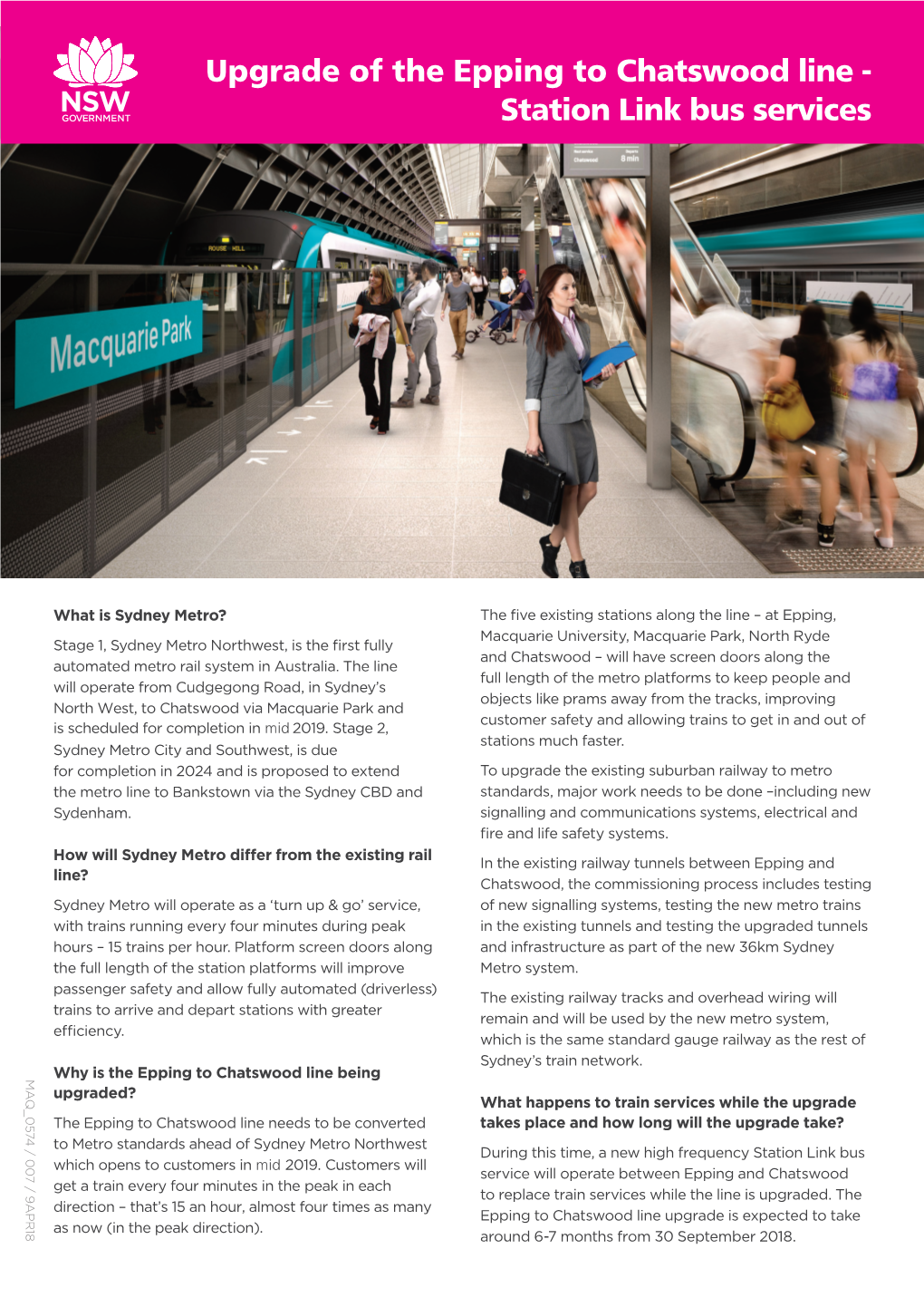 Upgrade of the Epping to Chatswood Line - Station Link Bus Services