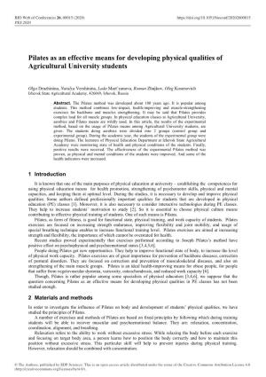 Pilates As an Effective Means for Developing Physical Qualities of Agricultural University Students