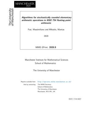 Algorithms for Stochastically Rounded Elementary Arithmetic Operations in IEEE 754 ﬂoating-Point Arithmetic