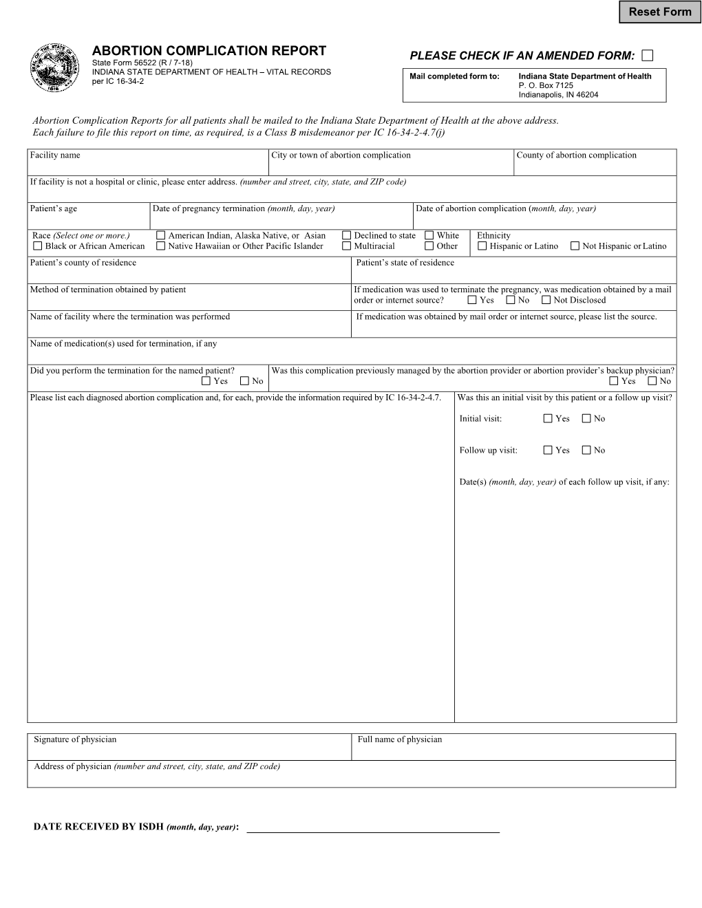 Abortion Complication Report