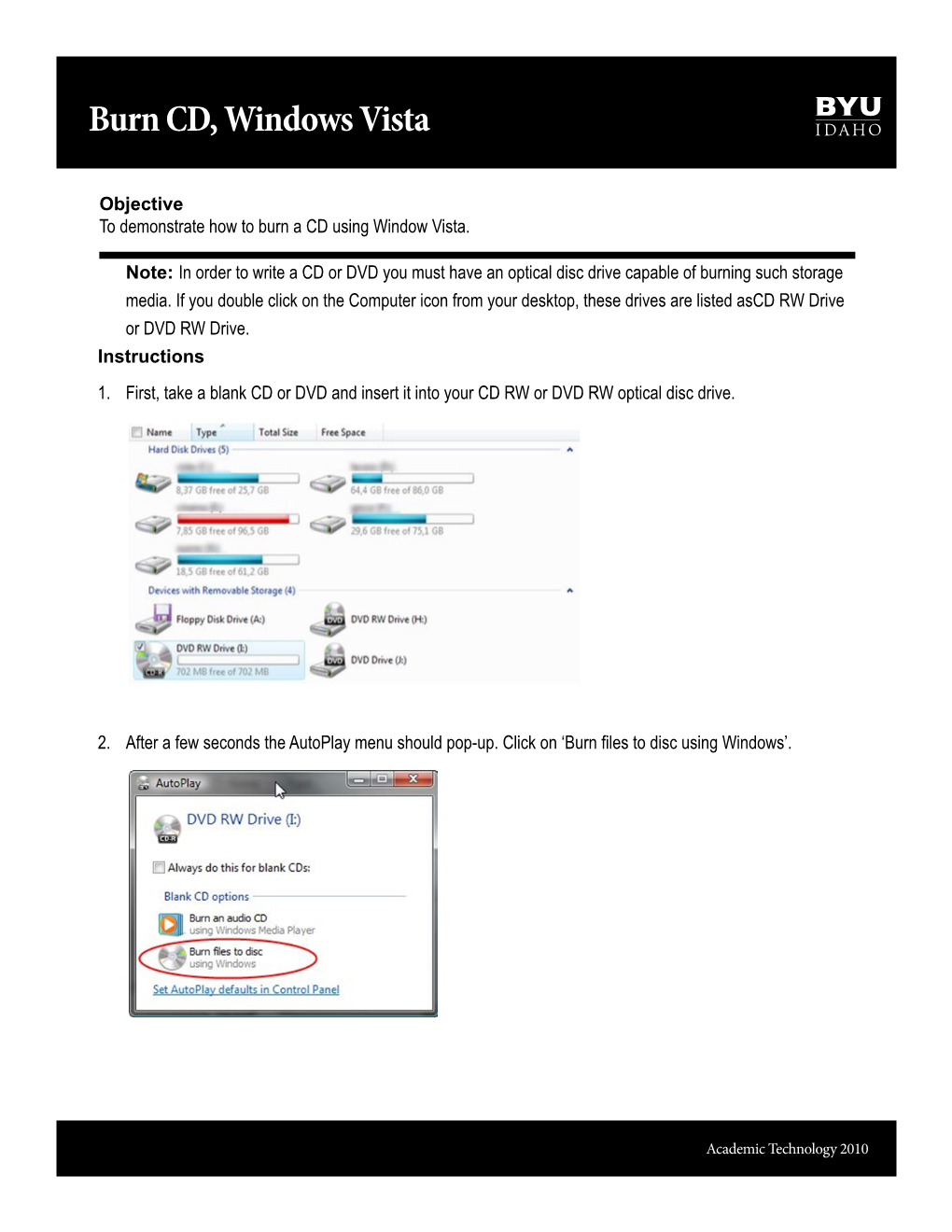 Burn CD, Windows Vista Aligning Technology with the Learning Model