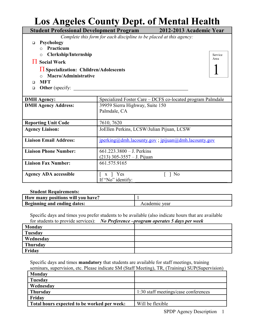 Practicum Agency Information Sheet s1