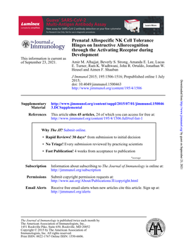 Prenatal Allospecific NK Cell Tolerance Hinges on Instructive