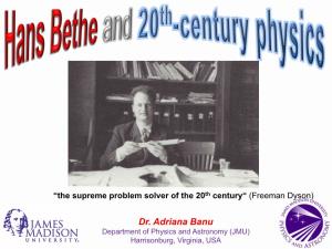 Hans Bethe and Twentieth-Century Physics