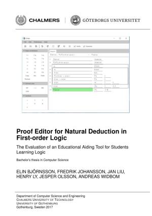Proof Editor for Natural Deduction in First-Order Logic the Evaluation of an Educational Aiding Tool for Students Learning Logic