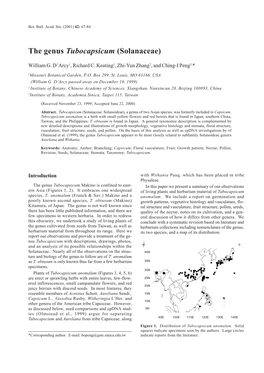 The Genus Tubocapsicum (Solanaceae)