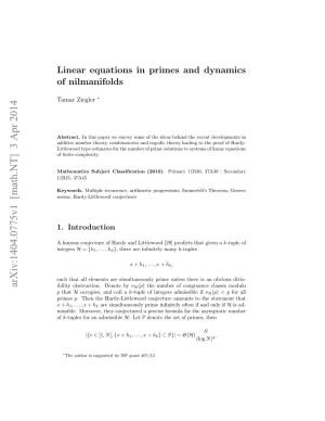 Linear Equations in Primes and Dynamics of Nilmanifolds 3
