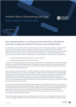 Internet Way of Networking Use Case Interconnection and Routing