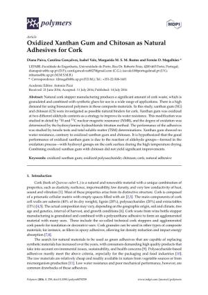 Oxidized Xanthan Gum and Chitosan As Natural Adhesives for Cork
