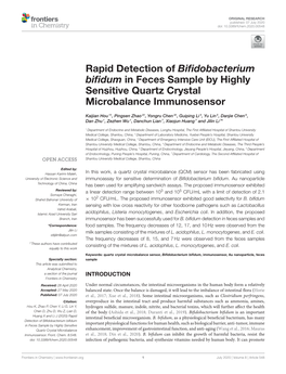 Rapid Detection of Bifidobacterium Bifidum in Feces Sample by Highly