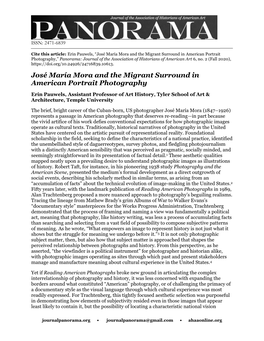 José María Mora and the Migrant Surround in American Portrait Photography,” Panorama: Journal of the Association of Historians of American Art 6, No