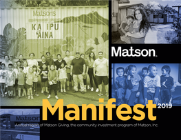 Annual Report of Matson Giving, the Community Investment Program Of