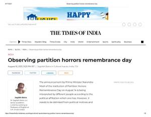 Observing Partition Horrors Remembrance Day