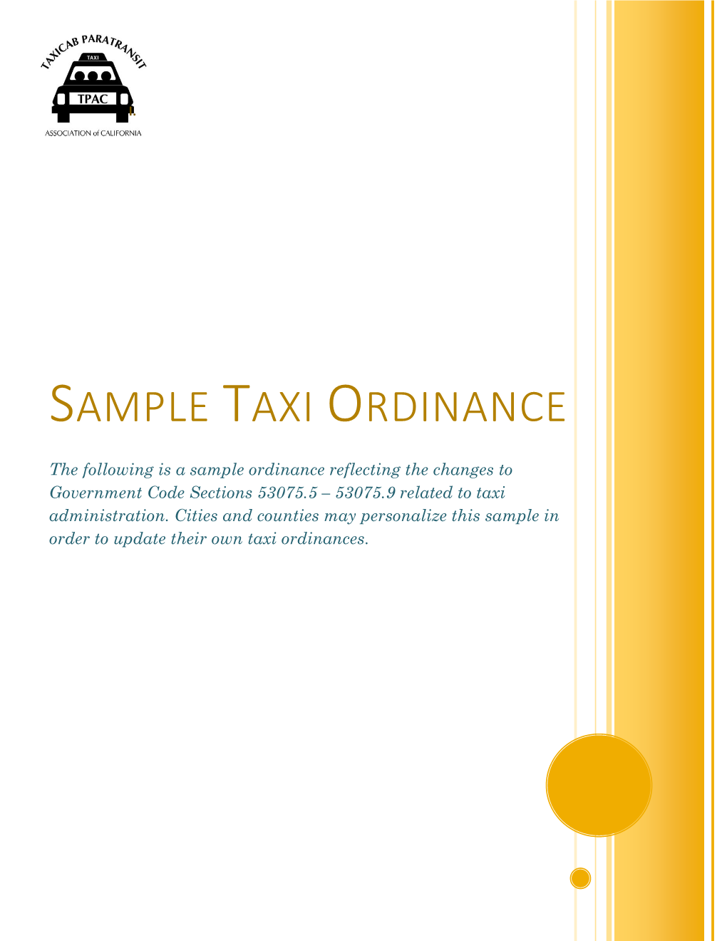 Sample Taxi Ordinance