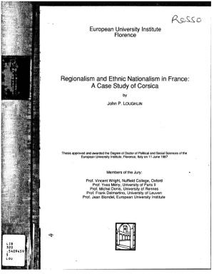 Regionalism and Ethnic Nationalism in France: a Case Study of Corsica By