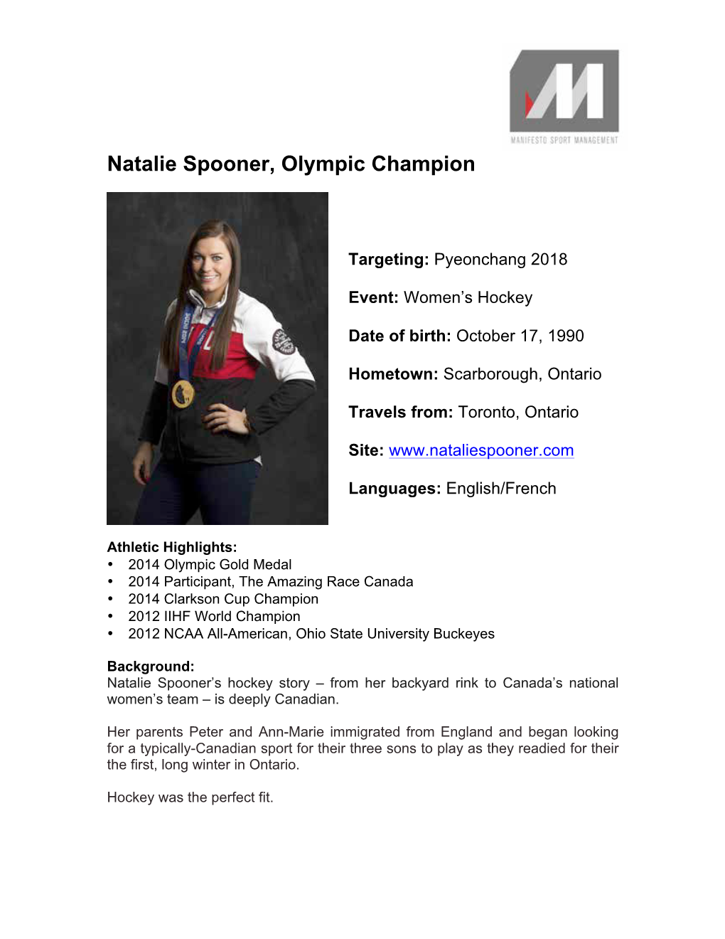 Natalie Spooner, Olympic Champion