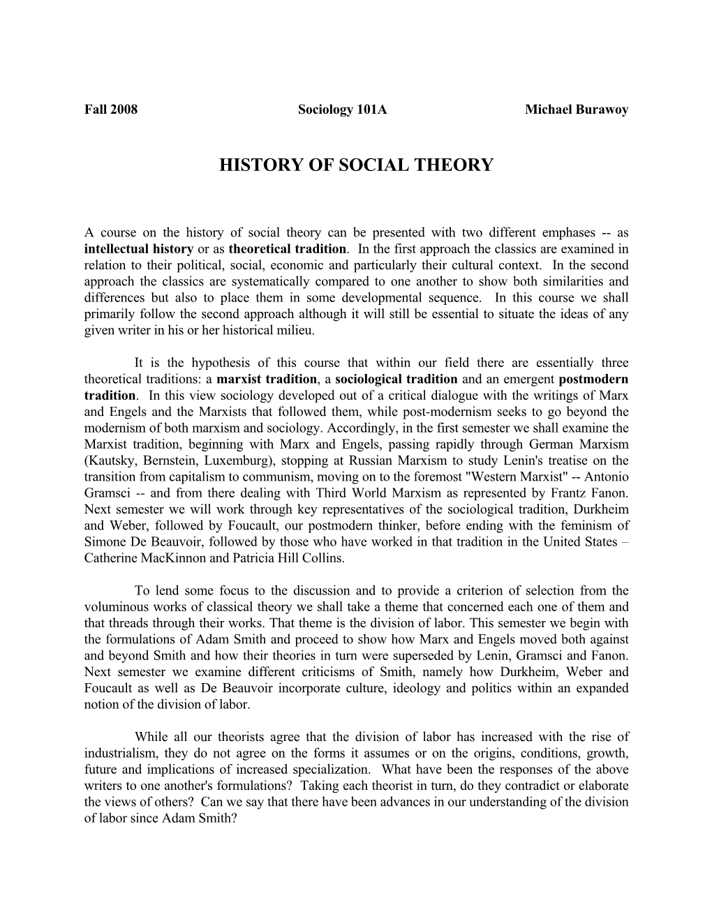 History of Social Theory