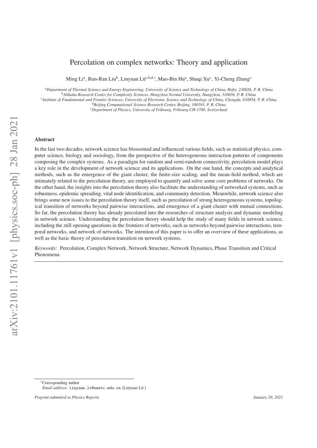 Arxiv:2101.11761V1 [Physics.Soc-Ph] 28 Jan 2021 Rpitsbitdt Hsc Reports Physics to Submitted Preprint Oa Ewrs N Ewr Fntok.Teitnino Th of Intention the Networks