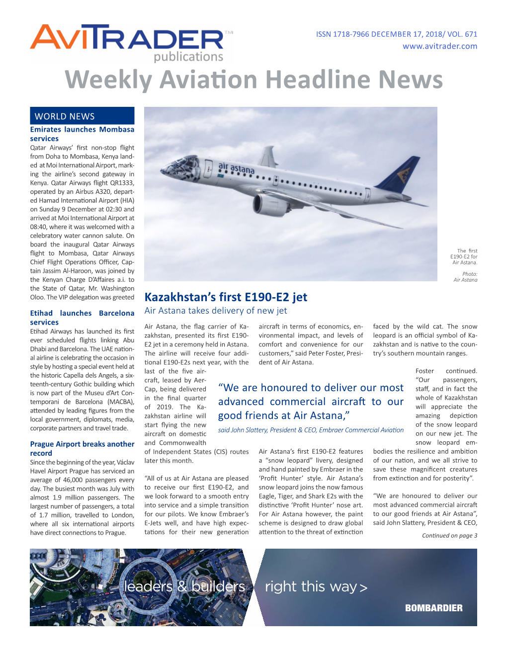 Weekly Aviation Headline News