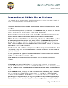 Scouting Report: QB Kyler Murray, Oklahoma