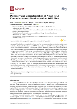Discovery and Characterization of Novel RNA Viruses in Aquatic North American Wild Birds