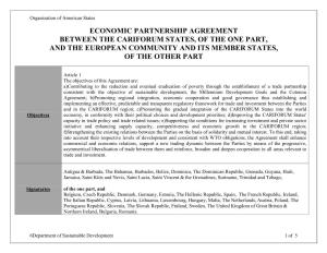 Economic Partnership Agreement Between the Cariforum States, of the One Part, and the European Community and Its Member States, of the Other Part