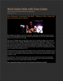 Rock Guitar Daily with Tony Conley What's Great in the World of Rock and Roll Guitar Sunday, January 13, 2013