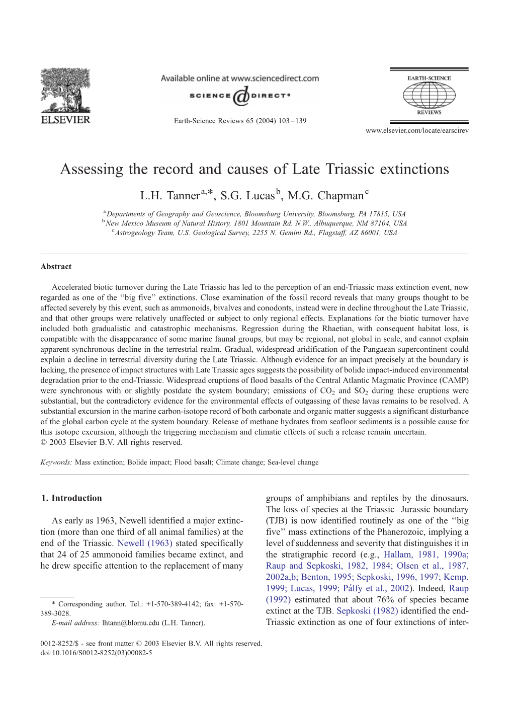 Assessing the Record and Causes of Late Triassic Extinctions