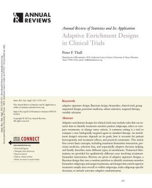 Adaptive Enrichment Designs in Clinical Trials