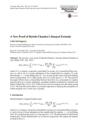 A New Proof of Harish-Chandra's Integral Formula