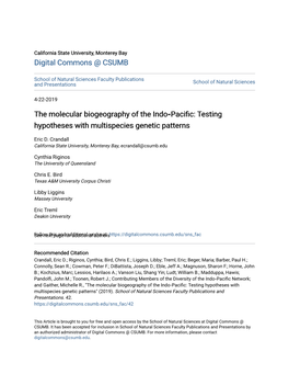 Testing the Molecular Biogeography of the Indo Pacific