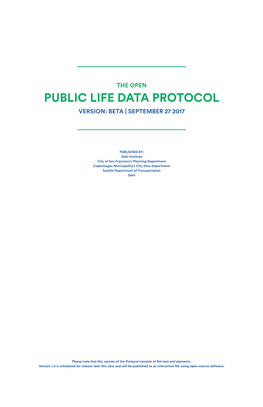 Public Life Data Protocol Version: Beta | September 27 2017