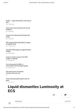 Liquid Dismantles Luminosity at ECS 176D - Wyatt Lyles