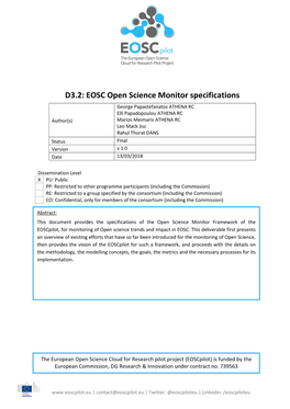 D3.2 EOSC Open Science Monitor Specification