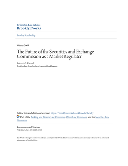 The Future of the Securities and Exchange Commission As a Market Regulator