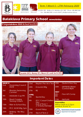 Balaklava Primary School Newsletter