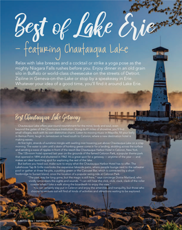 Featuring Chautauqua Lake, Lake Erie Living Magazine